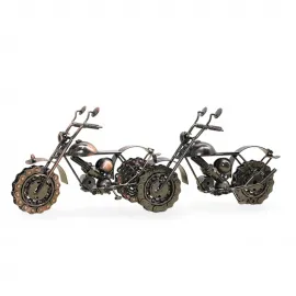 Nostaljik Tasarım Metal Zincir ve Bilye Detaylı Motor Figürü | El Yapımı Ofis Ev Dekor Biblosu