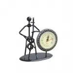 Şık Metal Saatli Keman Çalan Müzisyen Dekoratif Biblo Masaüstü Ev Ofis Aksesuarı