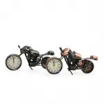 Vintage Bronz ve Krom Metal Motorsiklet Biblo Saat: Ev ve Ofis Dekorasyonu İçin Şık Tasarım