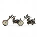 Dekoratif Vintage Metal Motosiklet Biblo Saat: El Yapımı Masa Üstü Zaman Figürü
