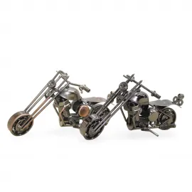 El Yapımı Küçük Boy Metal Bilyeli Chopper Motor Biblosu - Şık Masa Üstü Dekoratif Figür