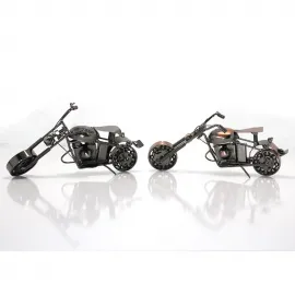 Retro Tarz El Yapımı Metal Bilyeli Motor Biblo Orta Boy Dekoratif Ev ve Ofis Figürü