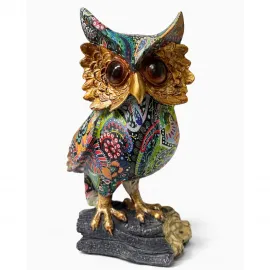 Özel Tasarım Rengarenk Paisley Desenli Modern Polyester Baykuş Biblo Ev Dekorasyonu Objesi