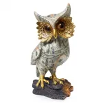 Şık Dolar Desenli Dekoratif Baykuş Biblo Altın Detaylı Polyester Obje