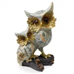 Şık Altın Detaylı Para Desenli Polyester Baykuş Biblo Obje | Ev Ofis Dekorasyonu İçin Özel Tasarım Figür