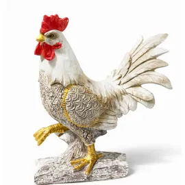 Şık Özel Tasarım Altın Detaylı Polyester Horoz Figürü | Ev ve Ofis Dekorasyonu Objesi