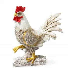 Şık Özel Tasarım Altın Detaylı Polyester Horoz Figürü | Ev ve Ofis Dekorasyonu Objesi