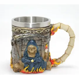 Gotik Grim Reaper Azrail Kabartmalı 3D Çelik Kupa Bardak | Eşsiz Detaylar ve Dayanıklılık