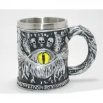 Mistik Ejderha Gözü 3D Kabartmalı Fantastik Paslanmaz Çelik Gotik Dekoratif Kupa Bardak