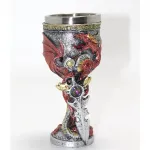 Gotik Fantastik Ejderha Kılıç Desenli 3D Kabartmalı Paslanmaz Çelik Dekoratif Kadeh