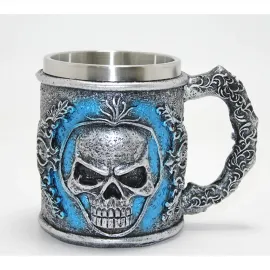 Özel Tasarım 3D Azrail Grim Reaper Kabartmalı Paslanmaz Çelik Gotik Kupa – Dekoratif & Kullanışlı