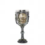 Gotik Steampunk Kurukafa Dişli Detaylı Paslanmaz Çelik Dekoratif Kadeh Bardak