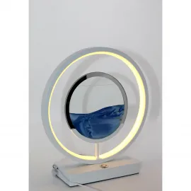 Modern LED Işıklı Hareketli Kum Sanatı Masa Lambası | Dinamik Mavi Kum Manzaralı Dekoratif Biblo
