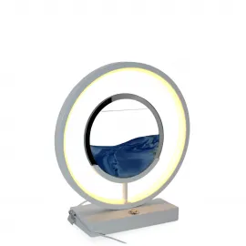 Modern LED Işıklı Hareketli Kum Sanatı Masa Lambası | Dinamik Mavi Kum Manzaralı Dekoratif Biblo