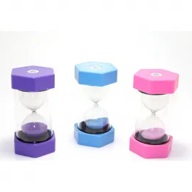 Canlı Renklerde 5 Dakikalık Dekoratif Kum Saati Zamanlayıcı – Mor, Mavi, Pembe Seçenekleri