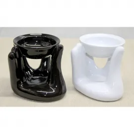 El Tasarımı Şık Seramik Buhurdanlık | Modern Dekoratif Koku Yayıcı Beyaz Siyah Seçenekli