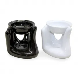 El Tasarımı Şık Seramik Buhurdanlık | Modern Dekoratif Koku Yayıcı Beyaz Siyah Seçenekli