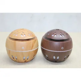 Şık Ahşap Desenli LED Işıklı Ultrasonik Hava Nemlendirici Oda Kokusu Difüzörü USB Bağlantılı