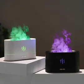 Modern Alev Efektli LED Buhurdanlık Difüzörü | Hava Nemlendirici ve Aromaterapi Cihazı