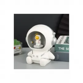 Uzay Temalı Sevimli Astronot Polyester Masa Üstü LED Aydınlatmalı Dekoratif Biblo Lamba