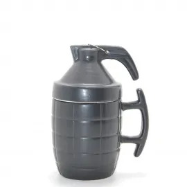 Porselen El Bombası Tasarımlı Kupa Bardak Kapaklı ve Kulplu | Farklı Hediye Fikri