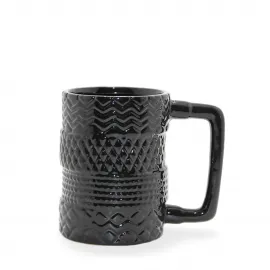 Siyah Kabartmalı Dokulu Modern Tasarım Porselen Kupa Bardak | Estetik ve Kullanışlı