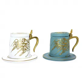 El İşçiliği Altın Kaligrafi Desenli Polyester Tütsü Brülörü Dekoratif Biblo 10x13 cm