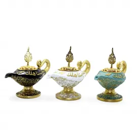 Otantik Alaaddin Lamba Motifli Polyester Tütsü Brülörü Biblo Dekoratif Ev Ofis Objesi