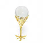 El İşi Altın Metal Ayaklı Şık Kristal Dekoratif Küre: Modern Ev Ofis Aksesuarı