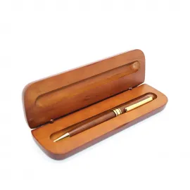 Doğal Ahşap Özel Tasarım Kutulu Tükenmez Kalem – İş Hediyesi ve Ofis Aksesuarı