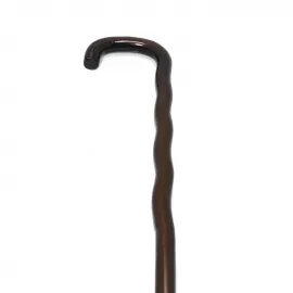 El Yapımı Şık Ergonomik Kıvrımlı Saplı Ahşap Baston - Özel Tasarım Yürüyüş Destek Çubuğu