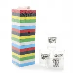 Eğlenceli Jenga Shot Bardak Kule Oyunu Seti - Ahşap Bloklar ve 4 Adet Cam Shot Bardağı
