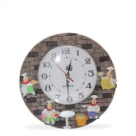 Dekoratif Şef Aşçı Figürlü Duvar Saati: Mutfaklara Neşe Katan Polyester Tasarım 29 cm