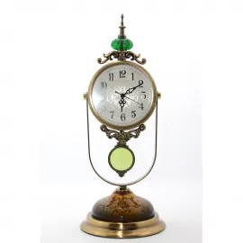 Antik Stil Dekoratif Metal Sarkaçlı Masa Saati | Ev ve Ofisler İçin Şık Zamanlayıcı