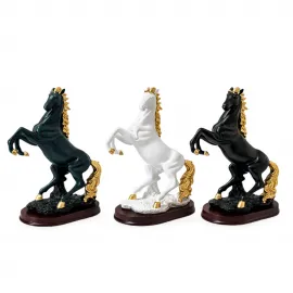 Lüks Şahlanmış At Polyester Biblo Gold Detaylı Modern Ev Ofis Dekor Figürü