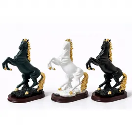 Lüks Şahlanmış At Polyester Biblo Gold Detaylı Modern Ev Ofis Dekor Figürü