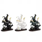 Zarif Polyester 2'li Şahlanmış At Biblosu – Altın Detaylı Modern Ev Ofis Dekoratif Figürü