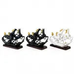 Zarif Polyester 3 At Biblosu Dekoratif Figür Şahlanmış Ev Ofis Hediyelik Obje