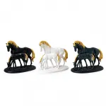 Lüks Altın Detaylı Polyester Anne ve Yavrulu At Biblosu – Şık Ev Dekorasyon Objeleri