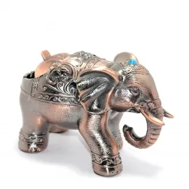 Dekoratif Bronz Görünümlü Metal Fil Figürlü Küllük | Zarif Ev Ofis Aksesuarı