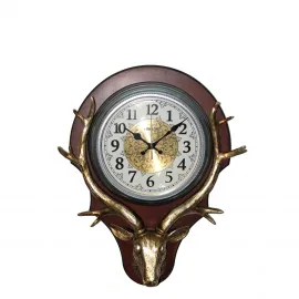 Geyik Başı Tasarımlı Dekoratif Duvar Saati | Antik Bronz Görünümlü Ev Ofis Dekoru