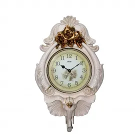 Zarif Lüks Fil Figürlü Altın Güllü Duvara Asmalı Vintage Dekoratif Duvar Saati