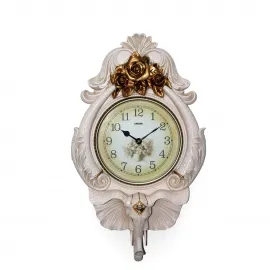 Zarif Lüks Fil Figürlü Altın Güllü Duvara Asmalı Vintage Dekoratif Duvar Saati