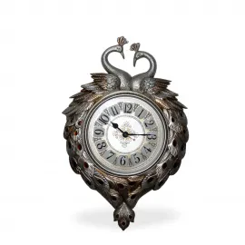 Lüks Dekoratif Tavuskuşu Desenli Duvar Saati – Ev ve Ofis için Estetik Sanatsal Saat Objesi