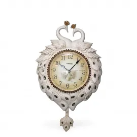 Zarif Tavuskuşu Tasarımlı Duvara Asmalı LISENG Saat – Dekoratif Polyester Duvar Saati