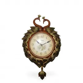 Lüks Dekoratif Tavuskuşu Figürlü Duvar Saati – Ev ve Ofis Şıklığı İçin Mükemmel Hediye