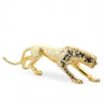 Göz Kamaştıran Altın Renk Zirkon Taşlı Lüks Polyester Kaplan Biblo Figürü - 75 cm