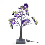45 Cm Mor Nilüfer Çiçekli Fiber Optik LED Dekoratif Masa Ağacı Gece Lambası