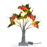 Estetik Ledli Çiçekli Ağaç Lamba Ev Dekoru | 35 Cm Yapay Çiçek Aydınlatma Objesi