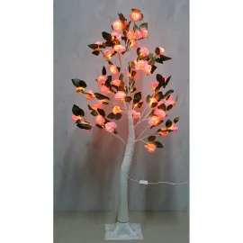 Romantik Ambiyans Sunan Pembe Güllü Led Işıklı Dekoratif Ağaç Aydınlatma Objeleri